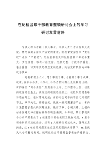 在纪检监察干部教育整顿研讨会上的学习研讨发言材料