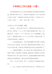 大学班长工作计划表（5篇）