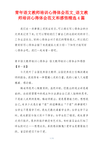 青年语文教师培训心得体会范文_语文教师培训心得体会范文和感悟精选4篇