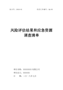 应急预案风险评估结果和应急物资清单