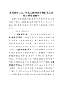 集团党委2023年度主题教育专题民主生活会对照检查材料