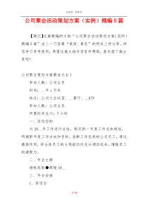 公司聚会活动策划方案（实例）精编5篇