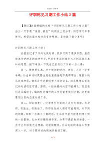 评职称见习期工作小结2篇