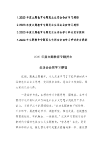 2023年度主题教育专题民主生活会会前学习心得体会感悟及研讨发言范文4篇