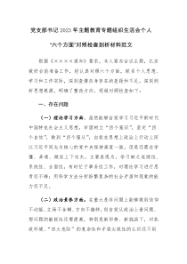 党支部书记2023年主题教育专题组织生活会个人“六个方面”对照检查剖析材料范文