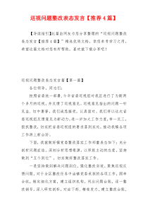 巡视问题整改表态发言【推荐4篇】