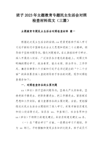 班子2023年主题教育专题民主生活会对照检查材料范文（三篇）