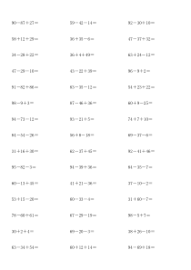 一年级100以内加减混合运算练习600题