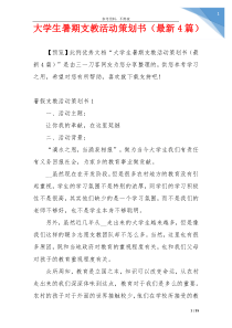 大学生暑期支教活动策划书（最新4篇）