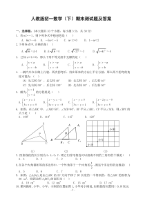 (人教版)初一数学下册期末测试题及答案