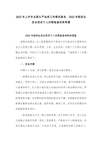 2023年上半年全面从严治党工作情况报告、2023年组织生活会党员个人对照检查材料两篇