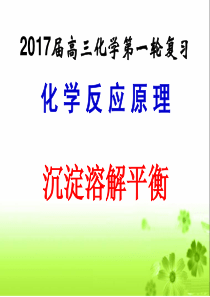 2017届高三一轮复习沉淀溶解平衡