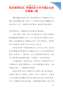 坚定理想信念，明确政治方向专题会议报告精编3篇