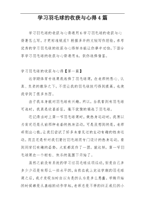 学习羽毛球的收获与心得4篇