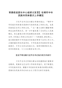 常委统战部长中心组研讨发言：在铸牢中华民族共同体意识上作模范