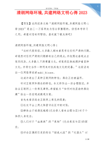 清朗网络环境,共建网络文明心得2023