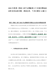 2023年党委（党组）班子主题教育六个方面对照检查材料【存在的问题、原因分析、下步打算】（2篇文