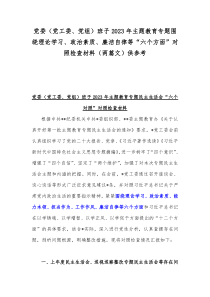 党委（党工委、党组）班子2023年主题教育专题围绕理论学习、政治素质、廉洁自律等“六个方面”对照