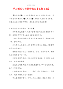 学习刑法心得体会范文【汇集5篇】