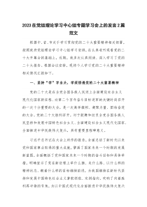 2023在党组理论学习中心组专题学习会上的发言2篇范文