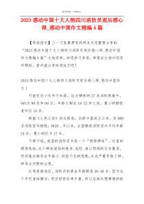 2023感动中国十大人物四川消防员观后感心得_感动中国作文精编4篇