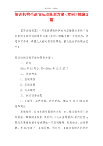 培训机构圣诞节活动策划方案（实例）精编2篇