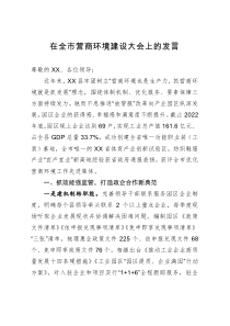 在全市营商环境建设大会上的发言