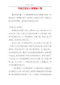 双城记读后心得精编3篇