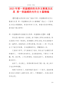 2023年那一束温暖的阳光作文教案及反思 那一束温暖的光作文8篇精编