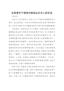 在某青年干部培训班结业仪式上的讲话