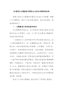 XX副局长主题教育专题民主生活会对照剖析材料