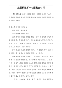 主题教育第一专题发言材料