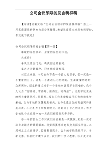 公司会议领导的发言稿样稿