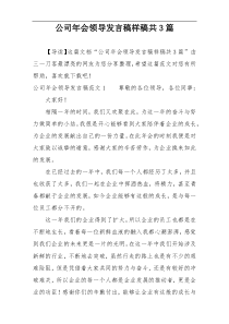 公司年会领导发言稿样稿共3篇