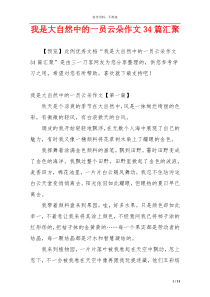 我是大自然中的一员云朵作文34篇汇聚