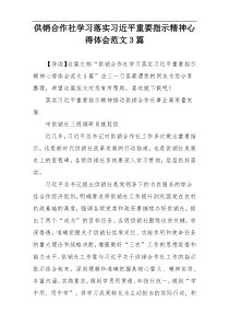 供销合作社学习落实习近平重要指示精神心得体会范文3篇