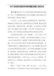 对于促进民营经济高质量发展汇报发言