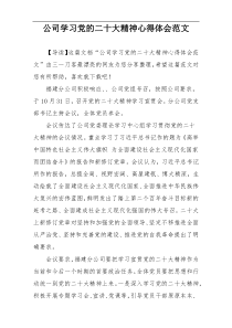 ​公司学习党的二十大精神心得体会范文