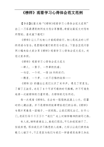 《榜样》观看学习心得体会范文范例