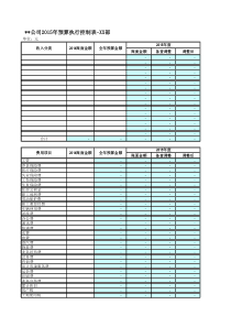 XXXX预算执行及控制表