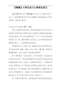 【精编】大学生实习心得体会范文