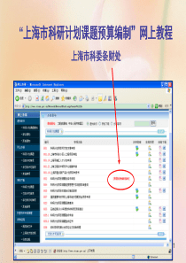 “上海市科研计划课题预算编制”网上教程 上海市科委条财处