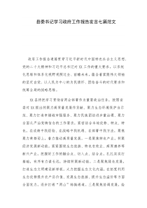 县委书记学习政府工作报告发言七篇范文