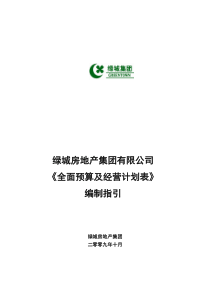 《全面预算及经营计划表》编制指引