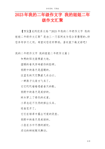 2023年我的二年级作文字 我的姐姐二年级作文汇聚