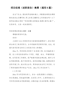 项目经理（述职报告）集聚（通用8篇）