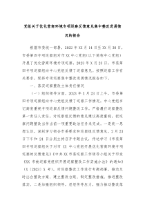 党组关于优化营商环境专项巡察反馈意见集中整改进展情况的报告