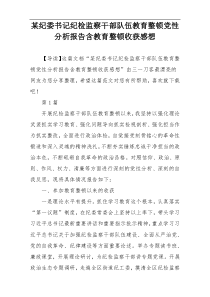 某纪委书记纪检监察干部队伍教育整顿党性分析报告含教育整顿收获感想