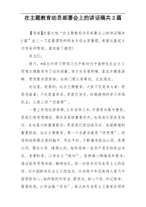 在主题教育动员部署会上的讲话稿共2篇