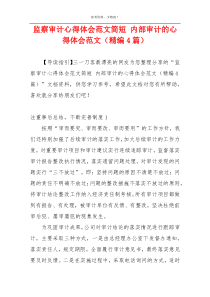 监察审计心得体会范文简短 内部审计的心得体会范文（精编4篇）